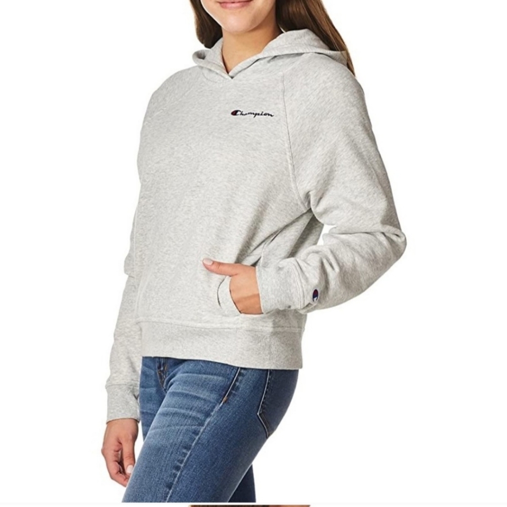 Champion Campus ECO Fleece Sweatshirt Hoodie Embroidered Champion Logo XS Gray